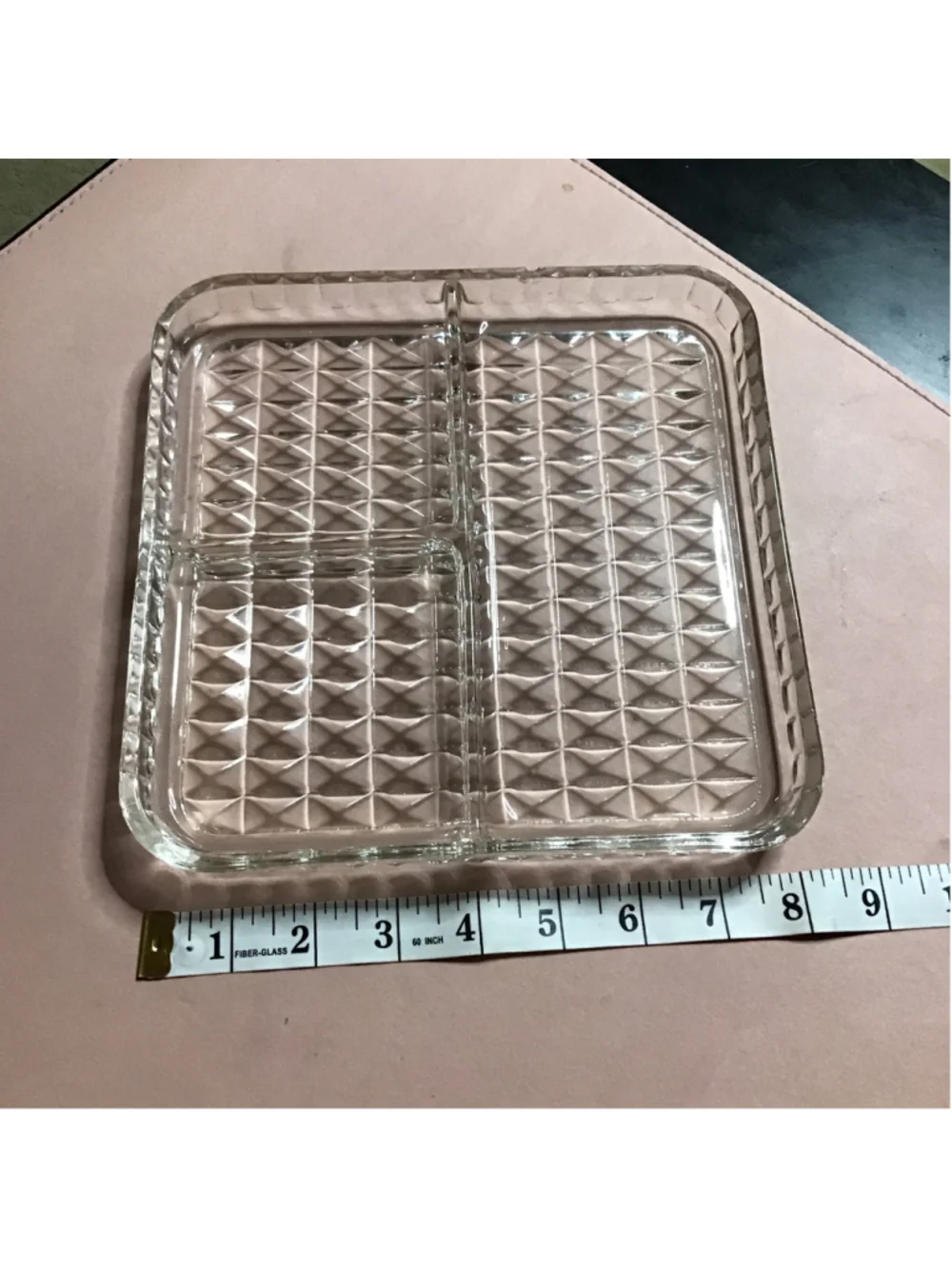 Clear Glass Divided Serveware Tray 8 x 8 inch